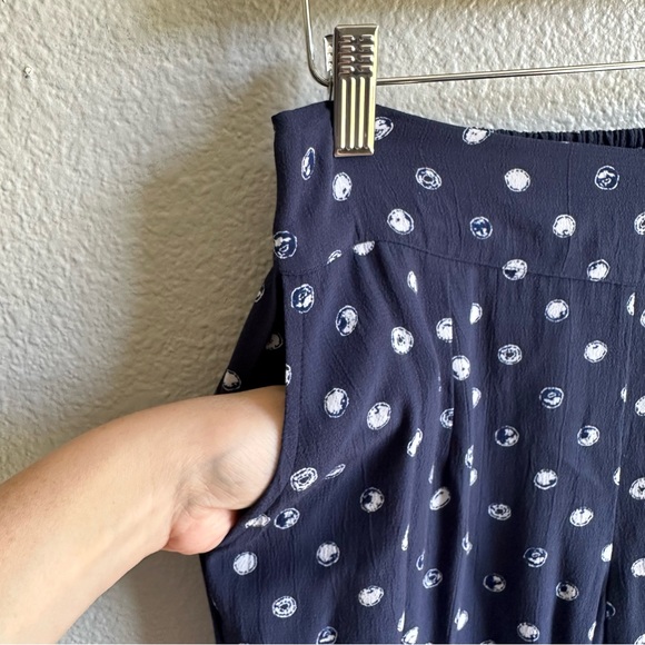 Lucky Brand Blue & White Polka Dot Palazzo Pant W/ Pockets Wide Leg Extra Small - Picture 10 of 11